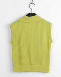 Miut Linen Twist Collar Half Zip-up Vest