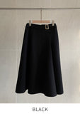 Siend Buckle Brushed Flared Skirt