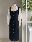 Robarue Shirred Collar Color Matching One Piece
