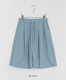 [unisex] Giland Nylon Pintuck Banding Bermuda Pants