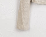 Dati Strap Shirring Ribbed Long Sleeve Cardigan