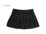 Krang Wool Pleated Mini Belt Skirt