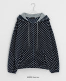 Moyan Dot Hood Fleece Zip-Up Jumper