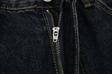 Deep blue washing wide denim