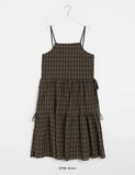 Pokeru Check Layered Long Sleeveless One Piece