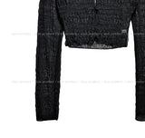 Tease See-Through Wrinkle Crop Cardigan