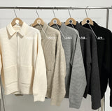 Minimal achromatic two-way cardigan