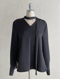Monafe satin tie blouse