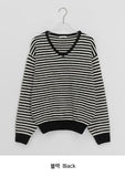 Ttet Stripe Wool V-Neck Knit