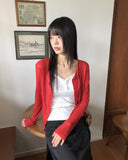 Amu See-through Ribbed Long Sleeve Cardigan
