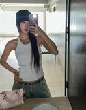 [U-BASIC] Cerandi Ribbed Y Mango Sleeveless
