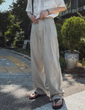 Summer Cooling Linen Half Banding Slacks