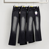 Banding 2-button Long Boot Cut Winter Denim Pants