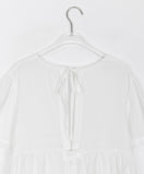 Hanoyu Shirring Ribbon Button Strap Short Sleeve Blouse