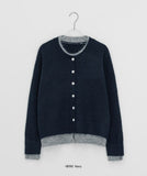 Tichins Color Matching Layered Wool Round Knit Cardigan