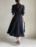 Chestnut Pintuck Collar Shirt Long One Piece (Strap Set)