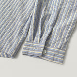 Seersucker Loose-fit Pendant Point Stripe Long Sleeve Shirt