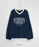 Sieming V-Neck Lettering Over Sweatshirt