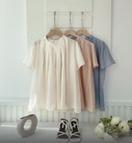 Ringo Pintuck Back Ribbon Short Sleeve Blouse