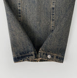 Folding Pin Tuck Hem Snap Balloon Fit Wide Fit Banding Denim Pants