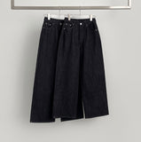 Winter Non-Fade Peach Fuzz Non-Span Long Wide Denim Pants