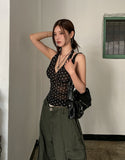 Even see-through dot halter sleeveless
