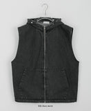 [unisex] Tsukira Hood Over Denim Vest