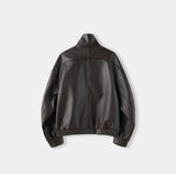Zadon High-Neck Overs Fit Leather Jacket