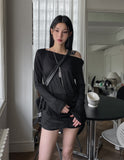 Tenshi see-through shirring drape hoodie