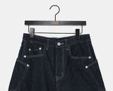 Doppin Incision Adjust Washing Denim Bermuda Pants