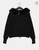 Waring Two Way Angel Fur Hood Knit Zip-up