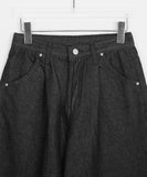 Itove Black Blue Pintuck Brushed Wide Pants