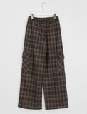 Nelling brushed check wide wool cargo pants