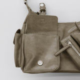 LaNew Diagonal Zipper Pocket Leather Shoulder Bag