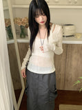 Bru sleeveless layered see-through ribbed long sleeve knit