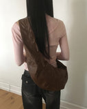 Pick Wrinkle Leather Big Cross Shoulder Bag