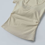 Slim Fit Cup Halter Strap Fake Layered Shirring Short Sleeve T-shirt