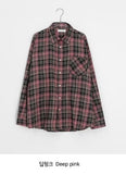 [Unisex] Yugilli Color Check Over Long Sleeve Shirt