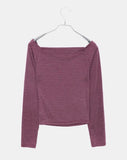 Leza Striped Off-Shoulder Long-Sleeve T-Shirt