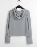 Tilla Linen See-through Color Matching Slim Long Sleeve Hood T-shirt