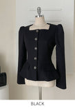 Roche Square Peplum Tweed Jacket