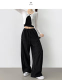 Corduroy Side Snap Button Folding Wide Banding Pants