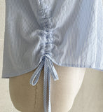 Rudelin Stripe Seersucker Shirring String Shirt
