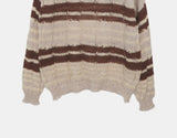 Nia Stripe Off-Shoulder Overfit Long Sleeve Knit