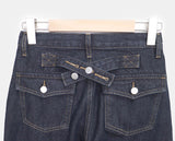 Racket Raw Back Adjust Wide Denim Pants