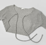 Rib Bolero Square Neck Sleeveless Knit Cardigan Two-piece Set