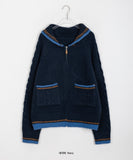 Ittim deer wool knit zip-up cardigan