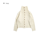 Furred High Neck Collar Knit Cardigan