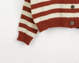 Kiku Stripe Boucle Semi Crop Knit Cardigan