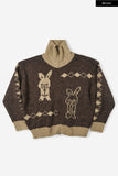 Rabbit knit zip-up sweater